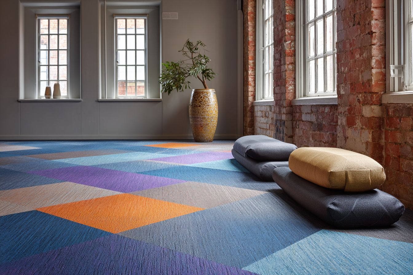 tapijttegels in een yoga studio